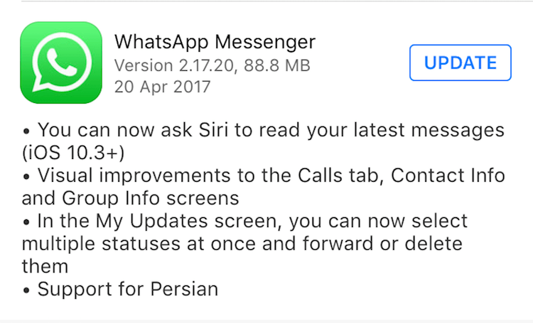 new whatsapp update