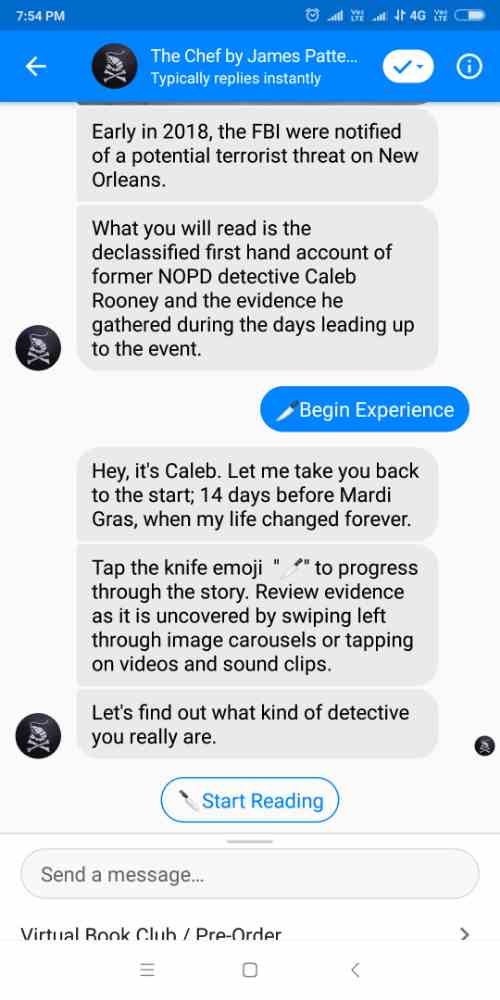 Novel in Facebook Messenger