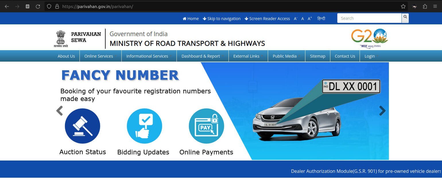 Parivahan Sewa Portal foe RC download