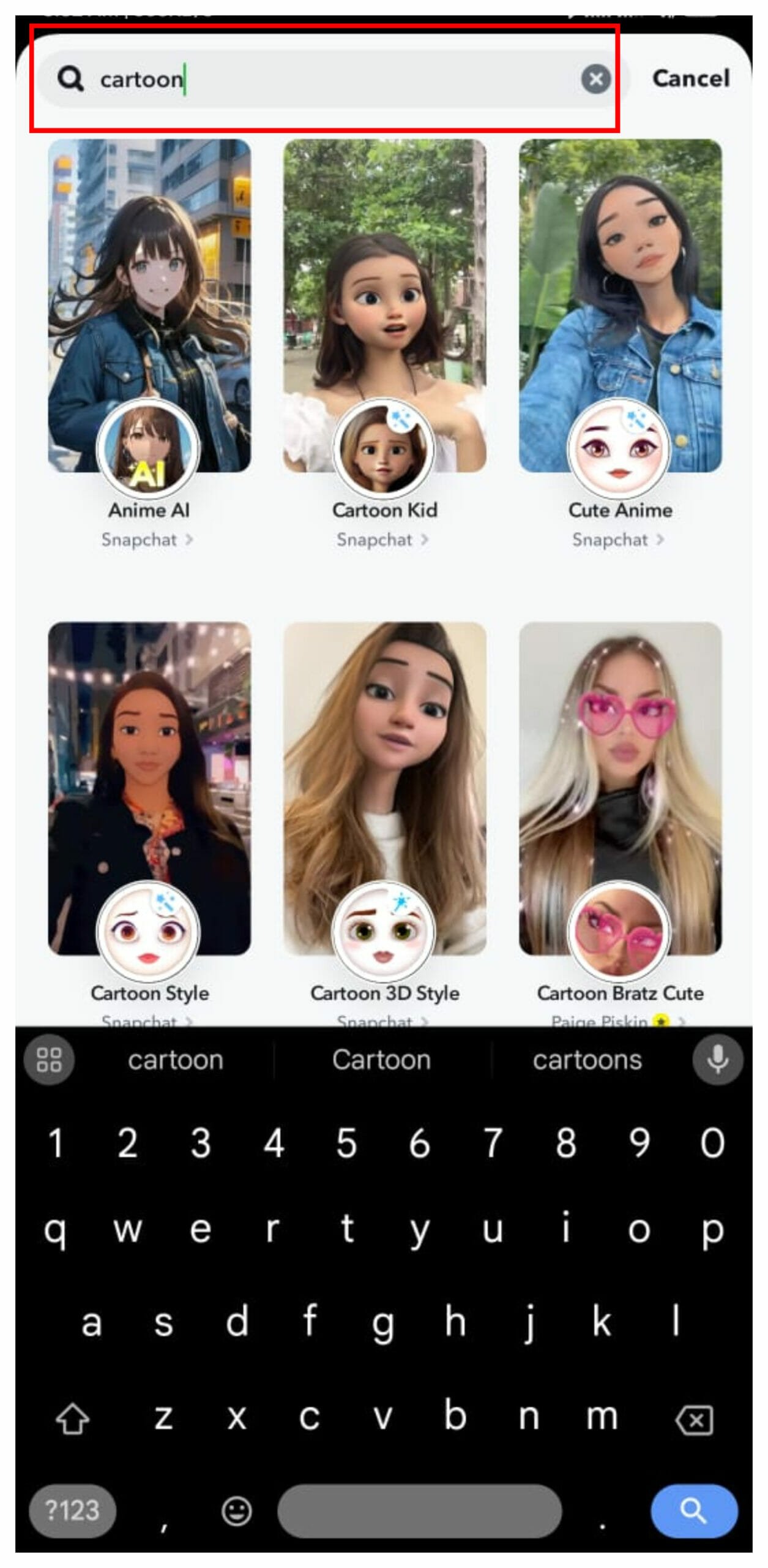 Snapchat Cartoon Face Lens
