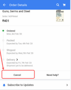 steps to cancel flipkart order