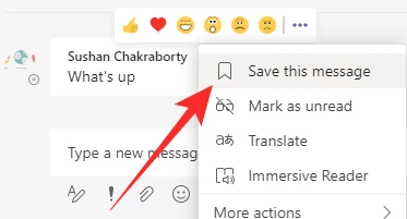 how to bookmark messages in Microsoft team
