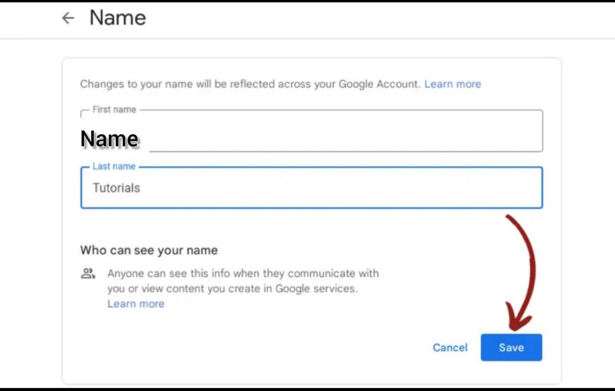 Step 5: Change Name On Google pay 